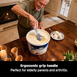 SEAINGO Heated Ice Cream Scoop - Rechargeable, ON/OFF Safety Lock Switch, Two Warming Modes, Ergonomic Handle, Electric Kitchen Tool Nonstick Scooper for Gelato, Frozen Yogurt, Sorbet & More