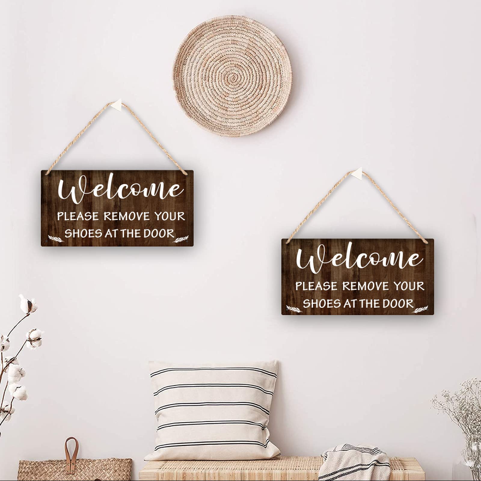 CAKIROTS Prayer Room 'Please Remove Your Shoes' Schild – 25,4x15,2 Cm, Holz-Wanddeko Mit Aufhänger