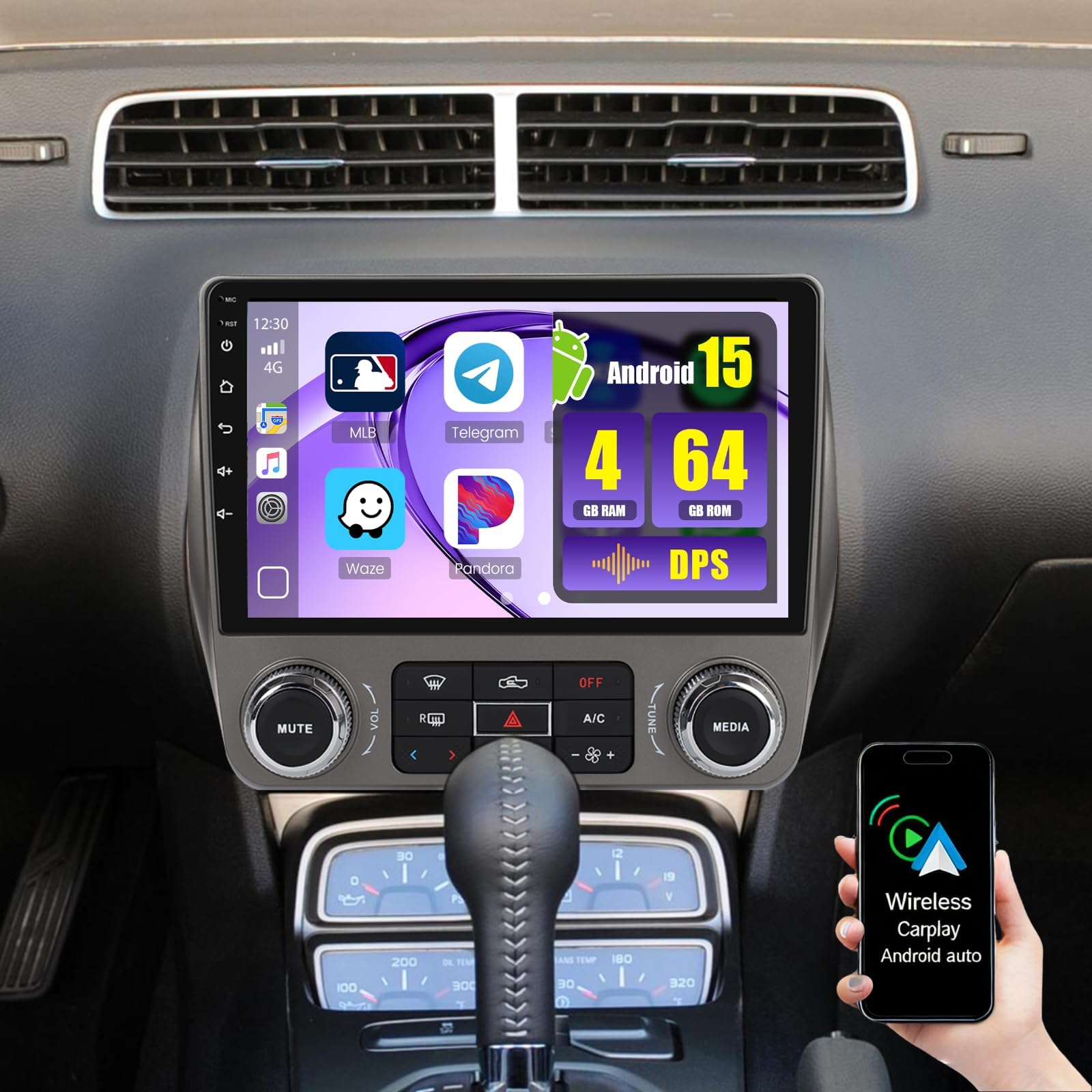 4+64G 9'' Android 15 Car Stereo for Chevy Camaro 2010-2015