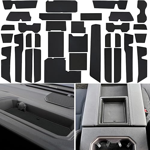 Miniatura 9 de Forro de consola central para accesorios Toyota Tundra 2022 2023 2024 2025 2026, inserto de soporte para vasos, borde interior de bolsillo