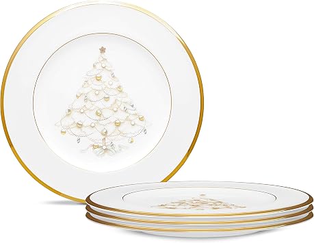 Noritake Palace Christmas Gold Holiday Accent Plates, 2, Set of 4
