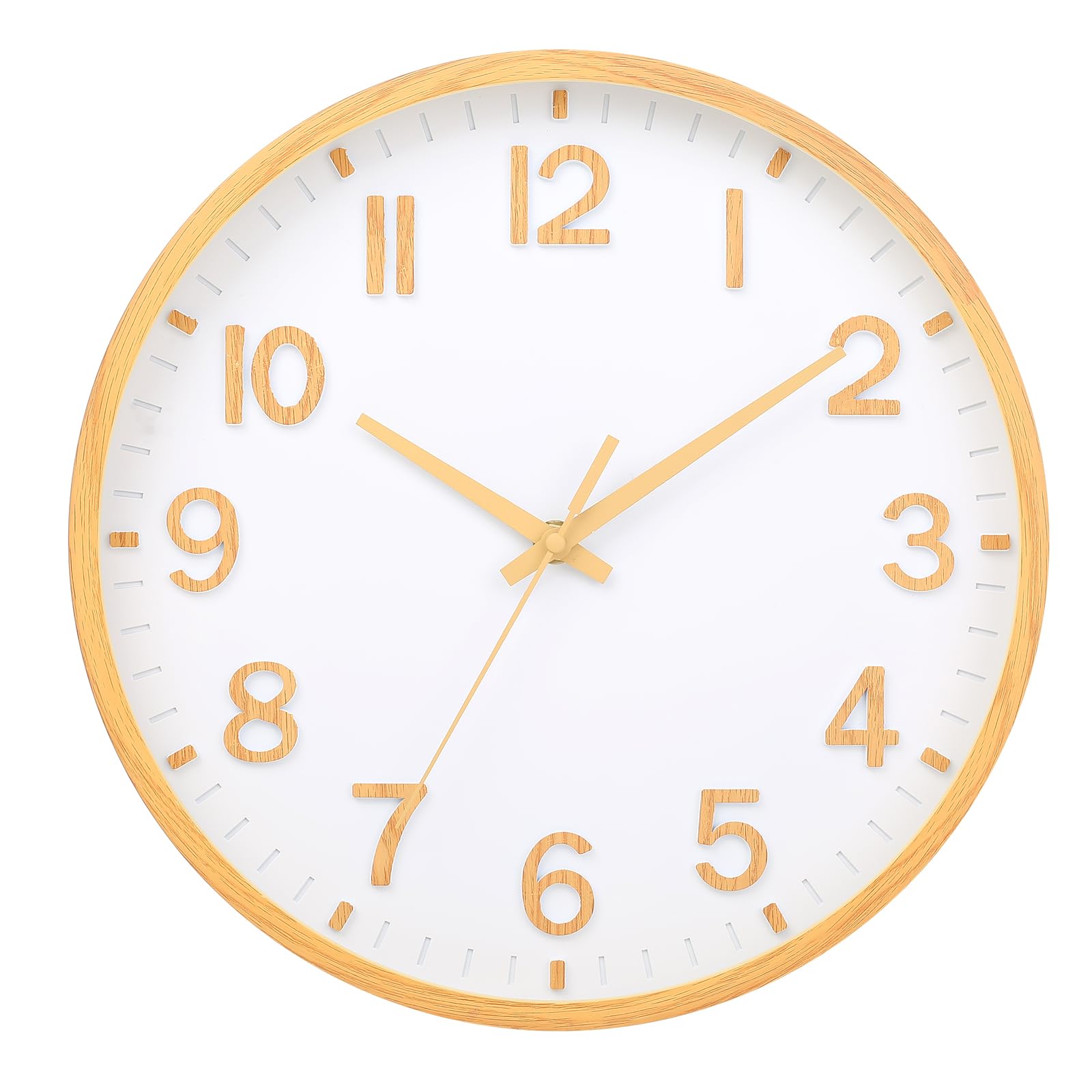 Moiubik Wall Clock 8" Silent Non-Ticking,Modern Wall Clocks Battery Operated for Living Room Bedroom Kitchen Office Classroom Decor(Yellow Wood Grain) โ image 1