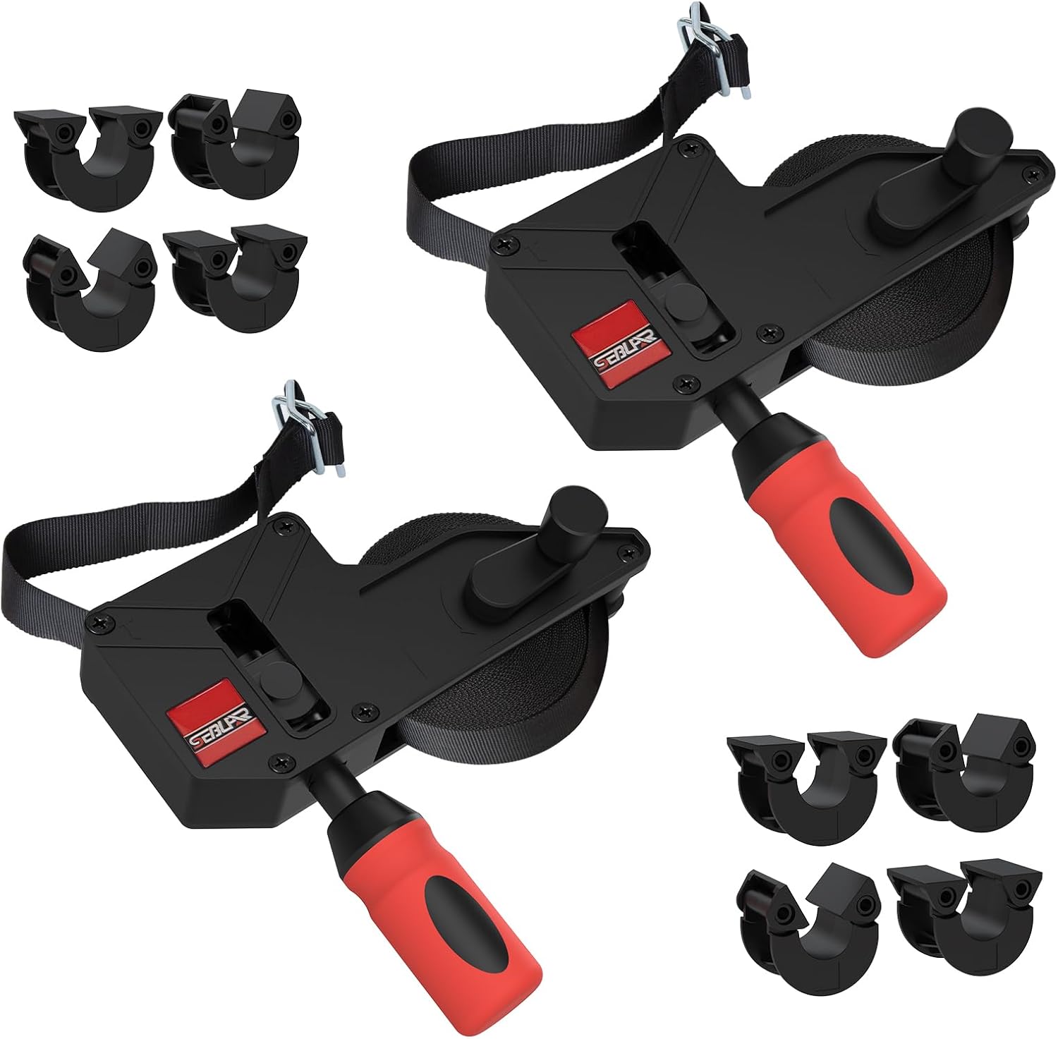 2 Pack Woodworking Band Clamps with 23 ft Variable Angle Strap Clamp, Corner Camp Picture Frame Clamps Fits for Square, Round/Irregular Shaped, Barrel