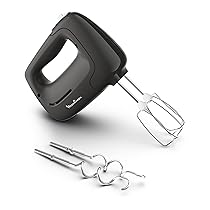 Moulinex PREP MIX Sbattitore Elettrico, Mixer 450W, 5 Velocità, Impostazione Turbo, 2 Fruste, 2 Ganci Impastatori, Acciaio Inox, Ergonomico, Accessori Lavabili in Lavastoviglie, HM450HF0