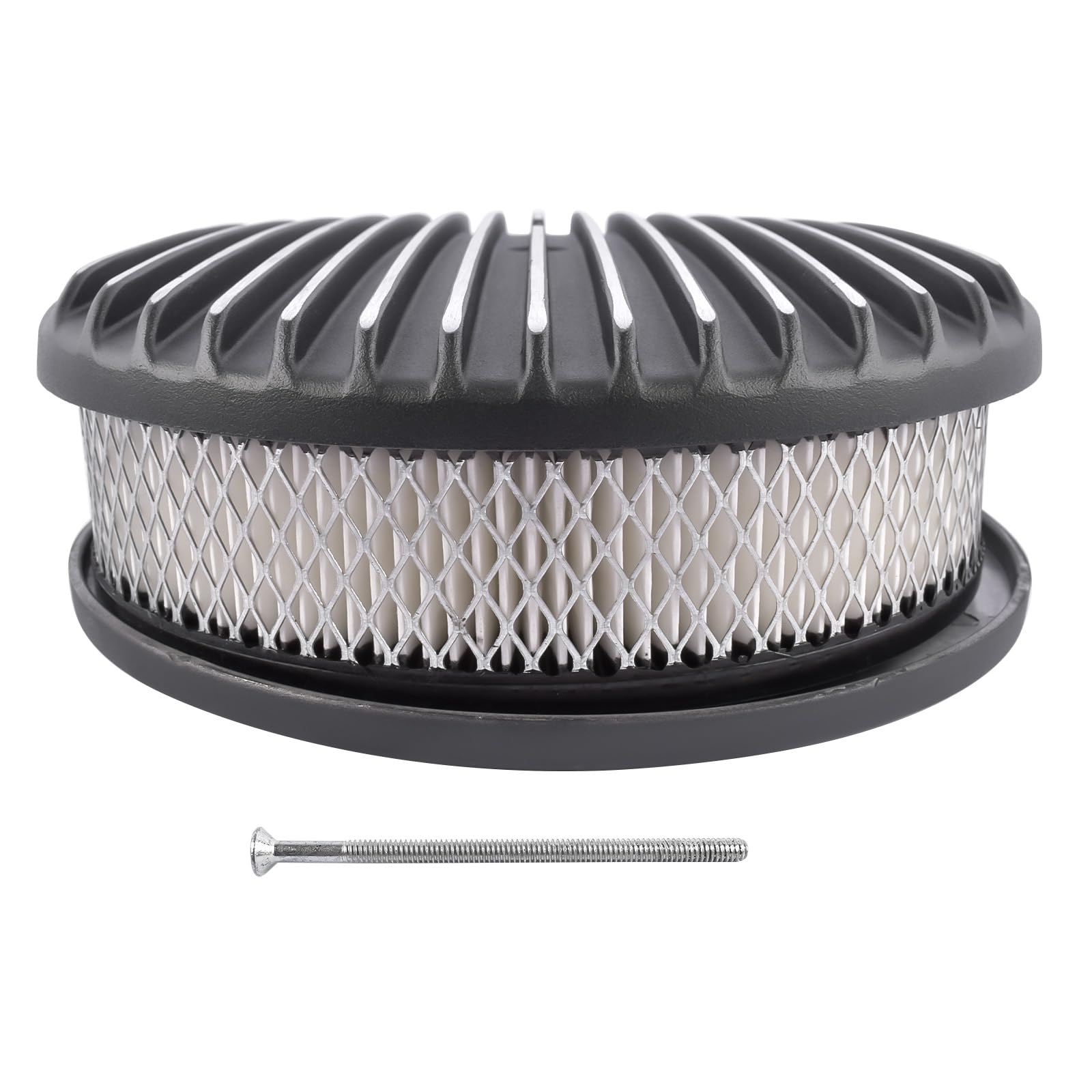 Filtro de aire ovalado de 12 pulgadas de aluminio negro de repuesto para carburadores de 5-1/8 pulgadas