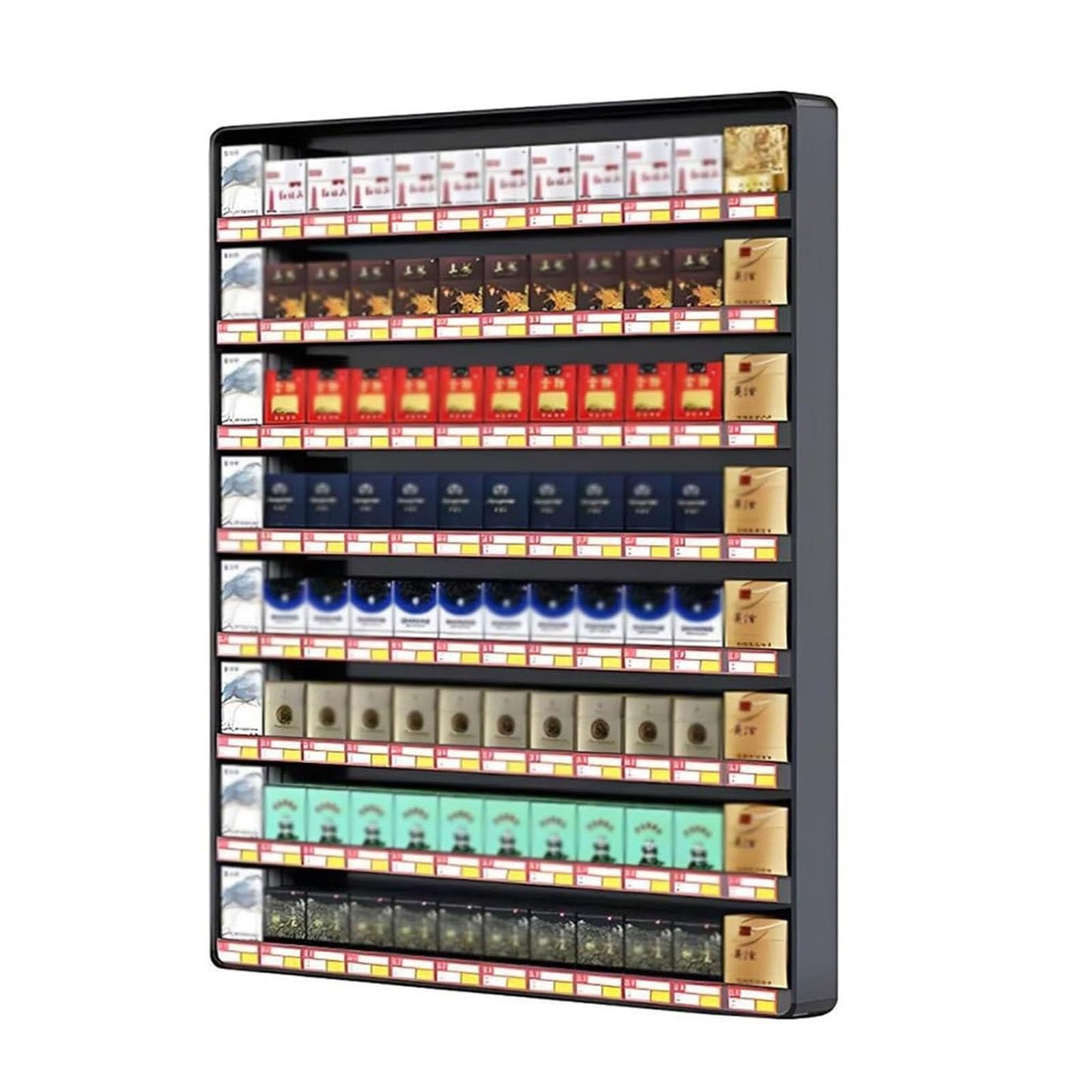 Vitrine assemblée rectangulaire pour ranger les paquets de tabac