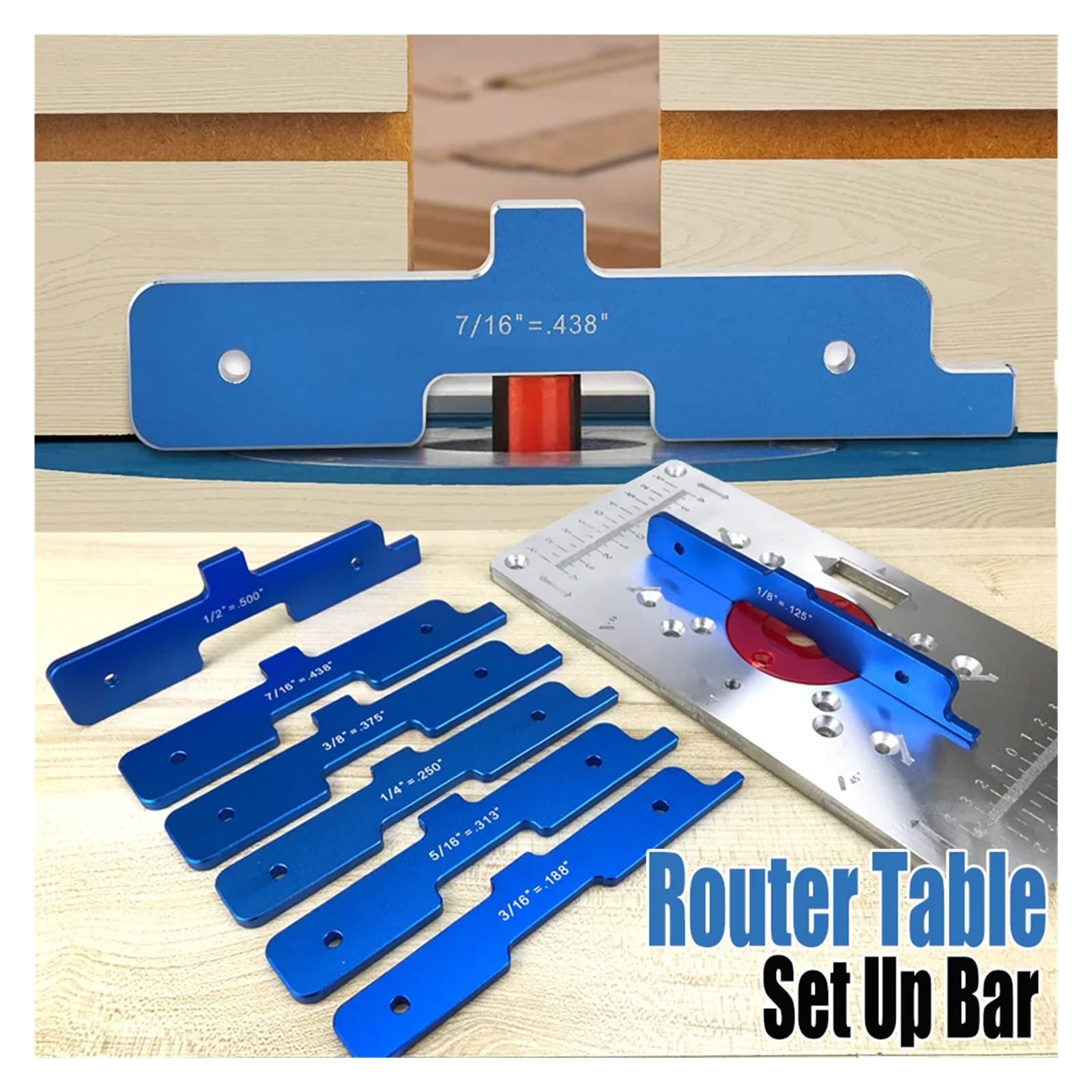 15-Piece Precision Aluminum Setup Block Set - Router Table & Table Saw Gauge Blocks For Woodworking