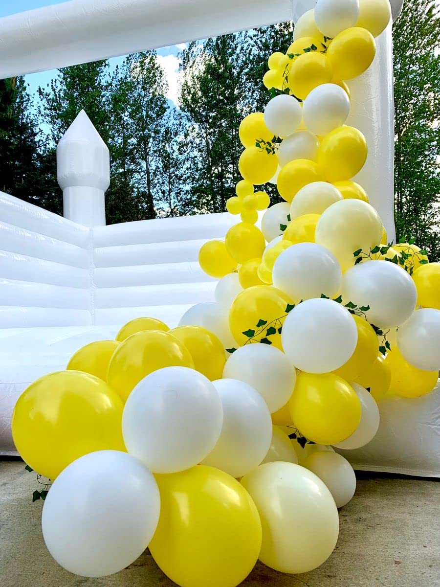 Flyloons Yellow White Balloons Pack of 50 for birthday decoration items also suitable for Anniversary, Wedding, Celebration, Party