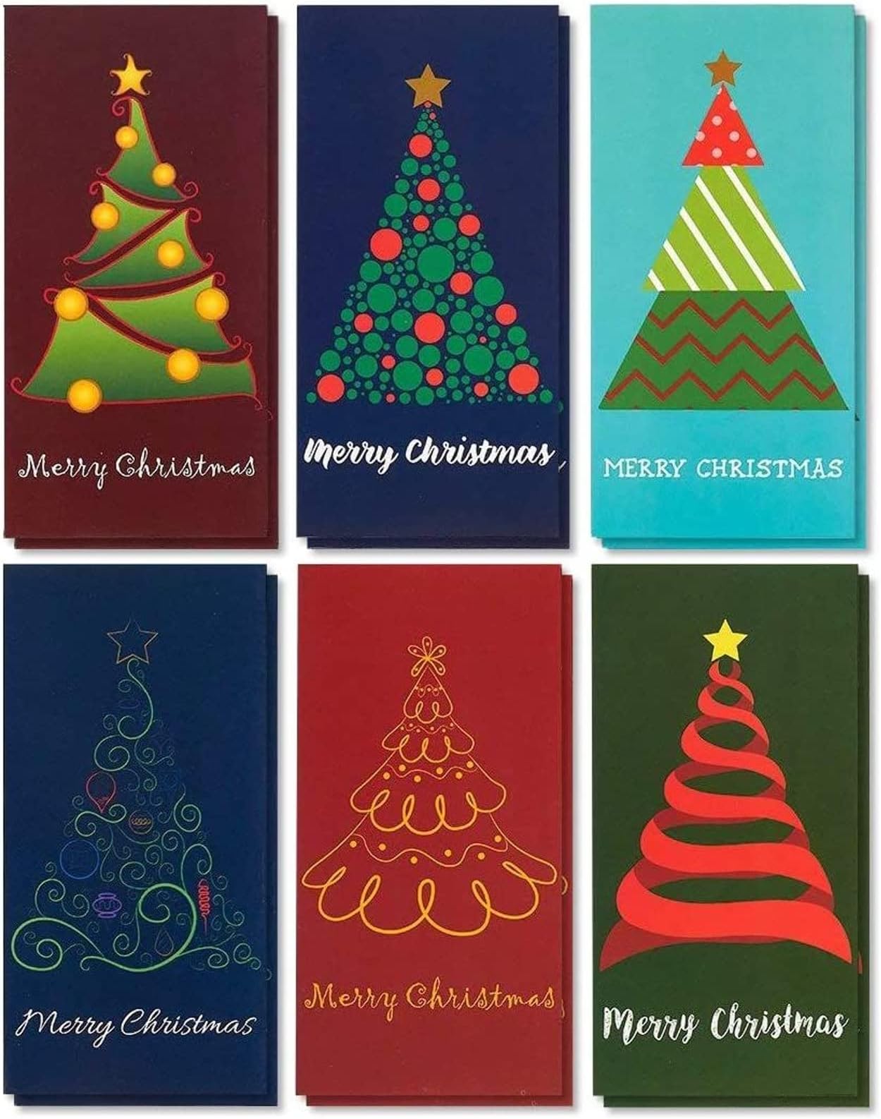 Money Cards for Cash Gift - Secure Trifold Cash Gift Envelopes - Six Tree Designs & Card Holders - Cardstock & Money Envelopes - 3.6 x 7.25 in, Pack of 36