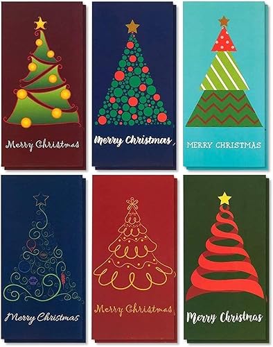 Tarjetas de Navidad con sujetador para dinero y sobres, Árboles navideños
