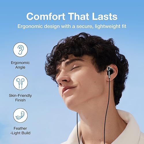 Miniatura 4 de Auriculares con cable con micrófono, auriculares intrauditivos de 0.138 in con micrófono transparente, sonido estéreo de alta fidelidad para música,