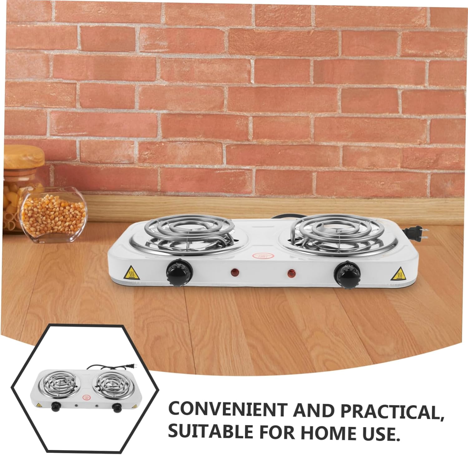 Countertop Double Burner Electric Stove for Versatile Cooking Stainless Steel Coil Design for Kitchen Dorm Rv Use User-friendly Cooktop