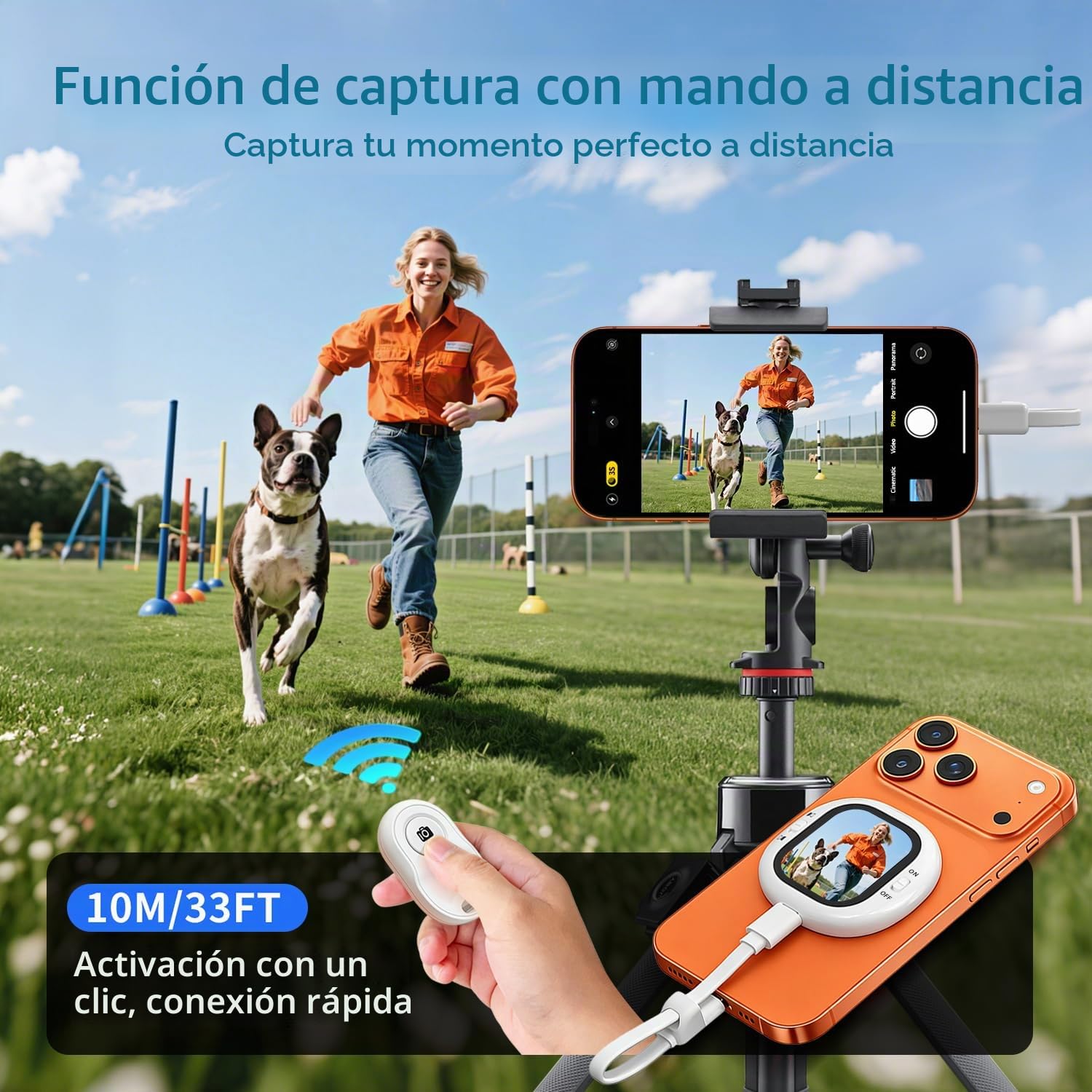 yAyusi Mini Monitor Magnético para Selfies y Vlogs para iPhone con Control Remoto, Cámara Trasera Portátil Compacta para iPhone con Duplicación Pantalla, Pantalla AMOLED HD para TikTok (Solo para iOS)