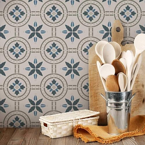 Miniatura 3 de Polanka - Plantilla de azulejos para pintar pisos de azulejos, plantillas de azulejos reutilizables para pisos de linóleo y cemento, pinta tu viejo