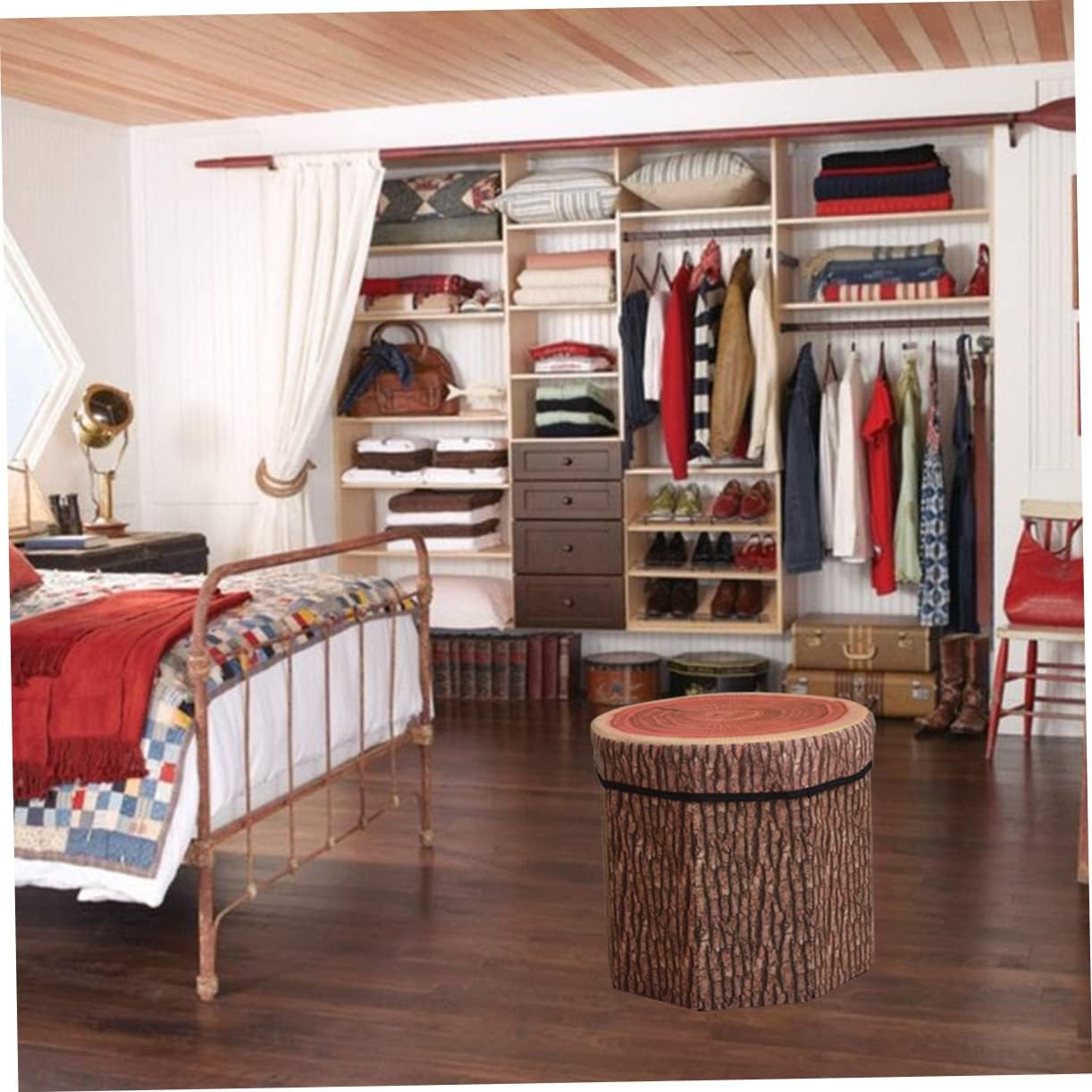 Cabilock Fruit Storage Stool Box Lids Decorative Folding Seat for Living Room Bedroom Boys and Girls Room Small Random Style