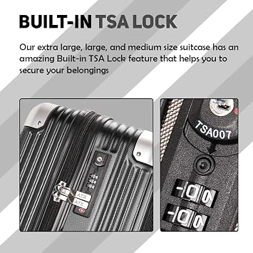 ATX Luggage Extra Large Suitcase Super Lightweight Durable ABS Hard Shell Suitcase with 4 Dual Spinner Wheels and Built-in TSA Lock (Gun Metal Grey, 32-Inch, 32-Inch, 132 Liter)