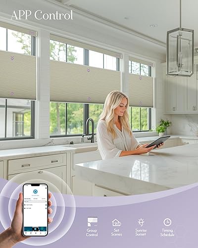 Miniatura 4 de Graywind Persianas celulares inteligentes de arriba hacia arriba compatibles con Alexa Google, persianas TDBU motorizadas con energía solar para