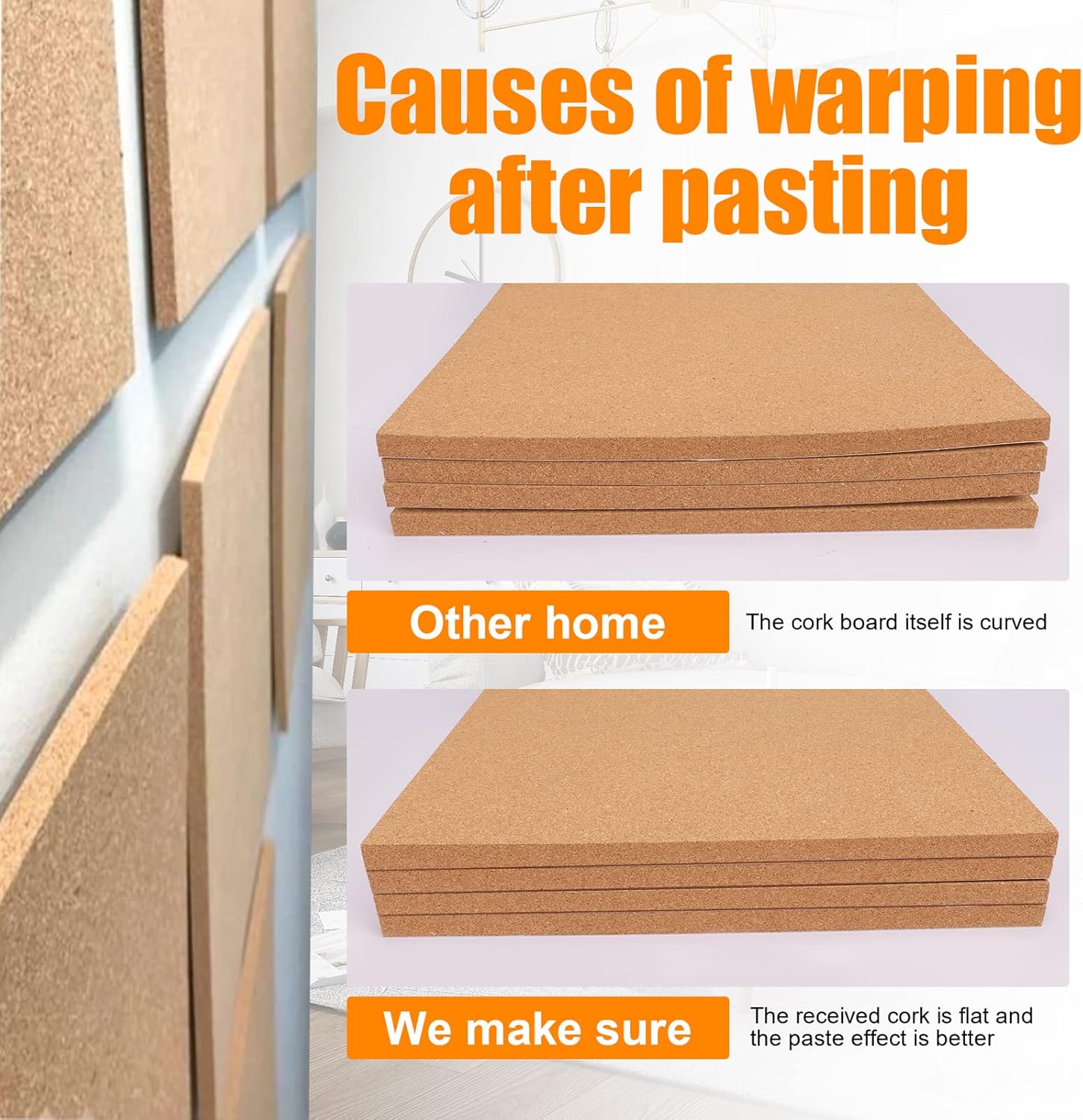 Cork Board Tiles 12"x12" - 1/2" Thick - 8 Pack Cork Tiles - Bulletin Board - Mini Wall (8pack) (8pack 30.5 * 30.5 * 1.2)