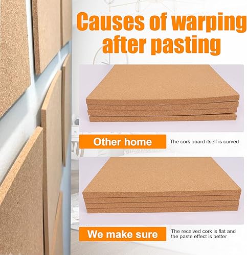 Miniatura 5 de Azulejos de corcho de 12 x 12 pulgadas - 12 pulgadas de grosor - Paquete de 6 azulejos de corcho - Tablero de anuncios - Mini pared (paquete de 6