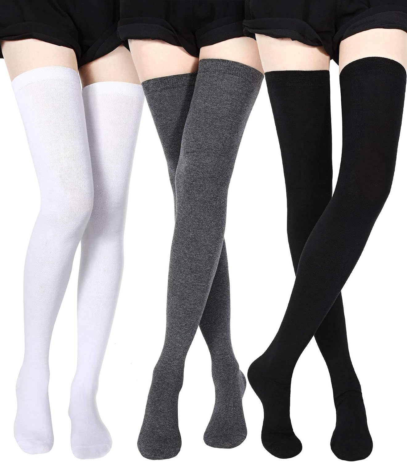 Women Thigh High Socks Extra Long Cotton Knit Warm Thick Tall Long Boot Stockings Leg Warmers