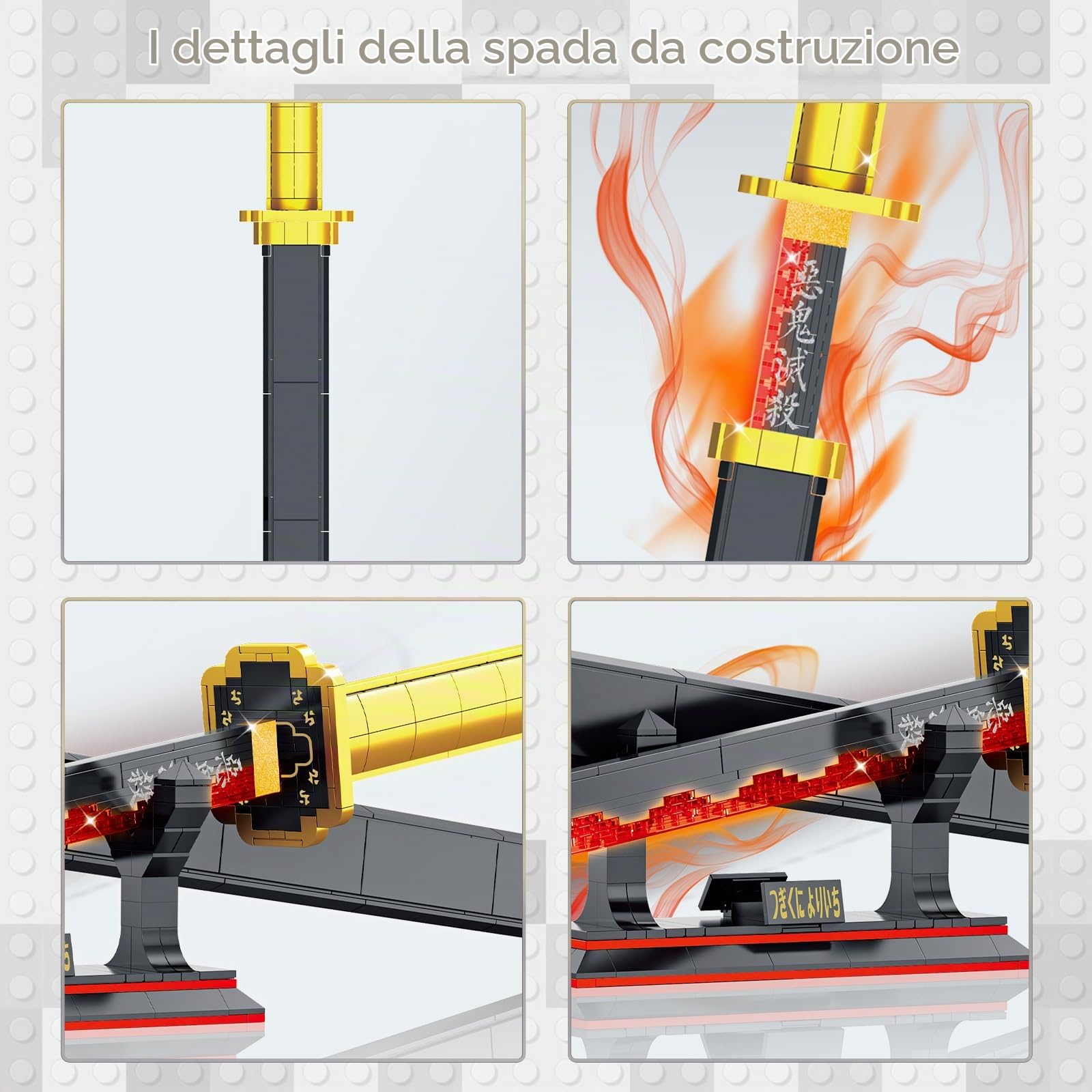 JMBricklayer Anime Katana Mattoncini da Costruzione, 70138 Set Spada, Giocattolo Cosplay Ninja Mattoncini ad Incastro, Modello Regalo per Adulti e Ragazzi da 8+ con Fodero e Supporto