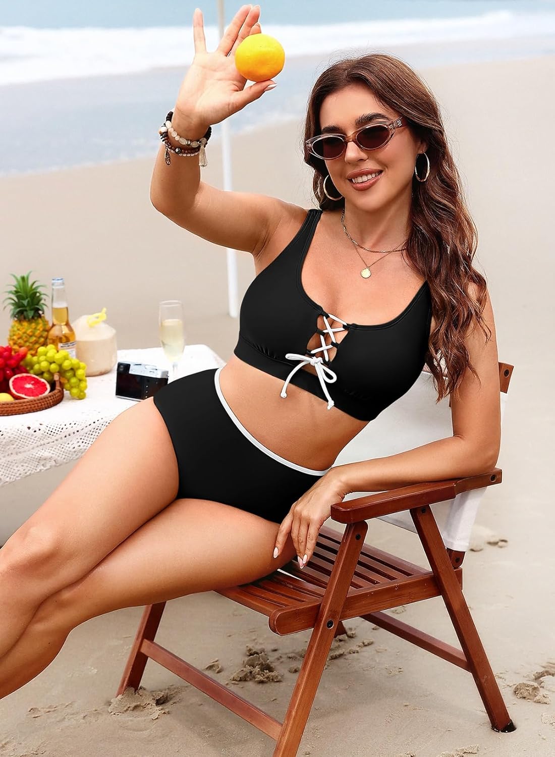 PINK QUEEN High Waisted Bikini Sets for Women 2026 Two Piece Tummy Control Swimsuit Cutout Cheeky Bathing Suit - Image 7