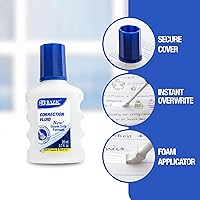 Vista 4 de BAZIC - Líquido de corrección (0.7 oz / 0.7 fl oz), aplicador de cepillo de espuma, corrector instantáneo, líquido de limpieza blanca (2/paquete), 1