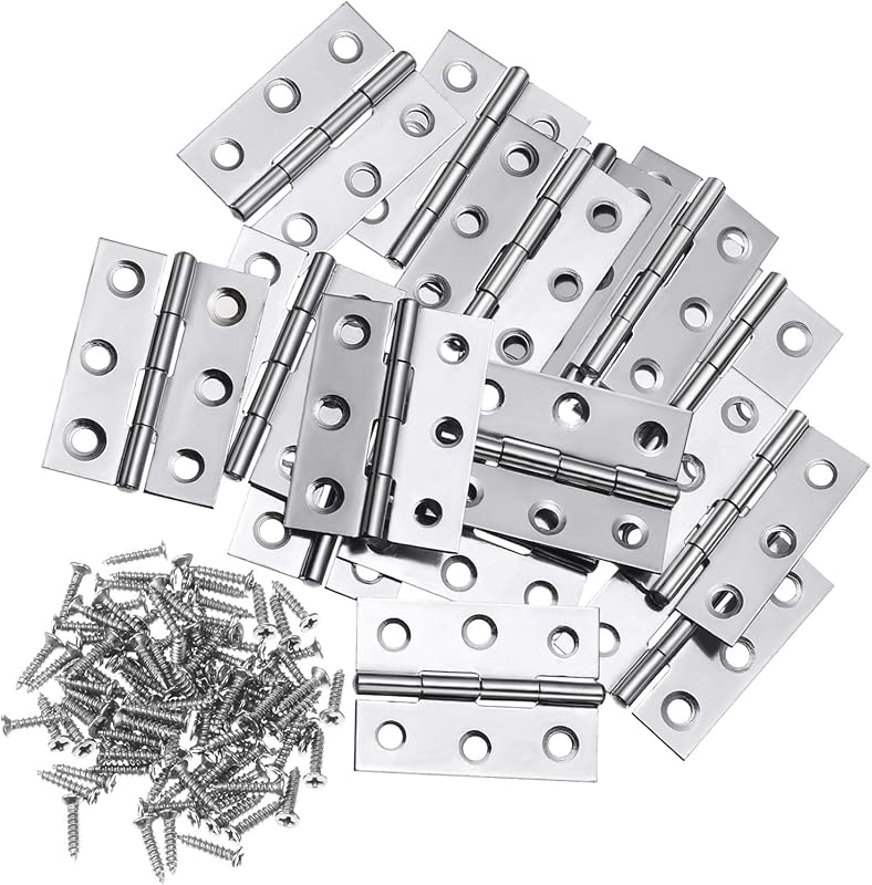 20 bisagras plegables de acero inoxidable de 2 pulgadas para cajas de madera, pequeñas manualidades o proyectos livianos, con 120 tornillos asignados, herrajes para muebles