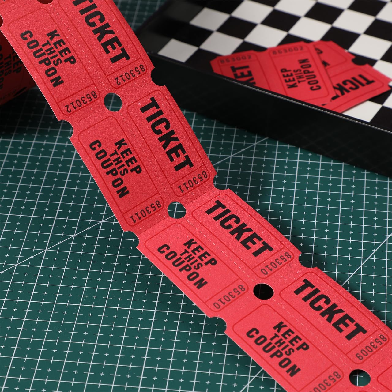 Ticket Lot de 1000 Tickets de Tombola Rouges de Papier avec Numéros Consécutifs pour Événements, Carnavals, Prix de Porte, Boissons et Plus