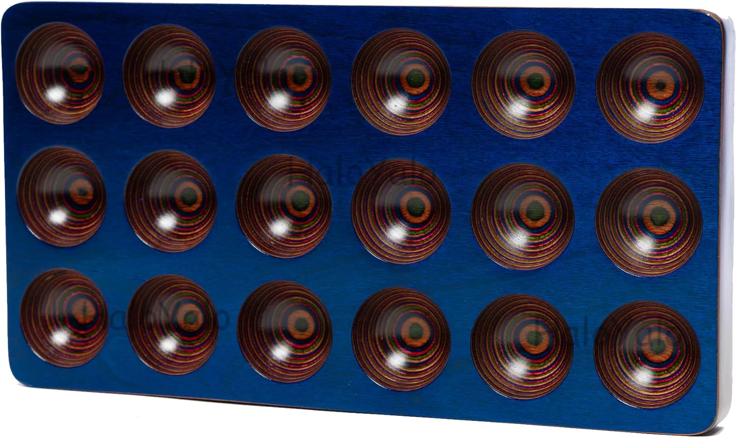 Wooden Egg Holder Countertop, and Deviled Tray - Tabletop Display Refrigerator Storage, Countertop for Fresh Eggs -18 Rack, Blue