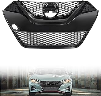 KUAFU Front Grill Compatible with 2016-2018 Nissan Maxima Upper Bumper Grille Painted Black