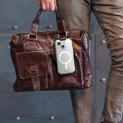 Miniatura 9 de MOTIVE Funda magnética transparente para iPhone 15 con clip para cinturón, (diseñada para Magsafe), protección militar contra caídas, funda delgada