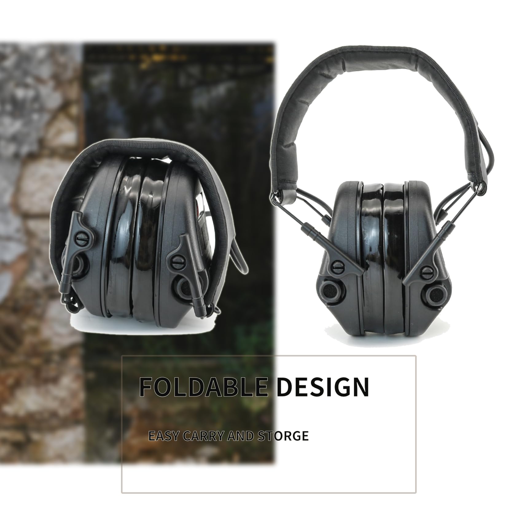 Auriculares tácticos con reducción de ruido, protección auditiva, almohadillas de silicona para captación de sonido NRR 23dB para disparar pistola de rango