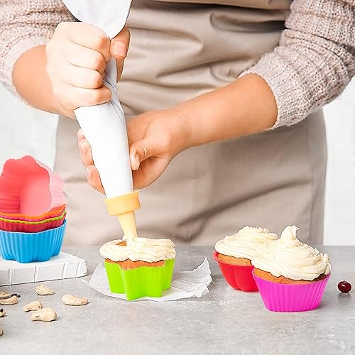 Vista 45 de R HORSE 42 moldes de silicona para cupcakes de 2 pulgadas, tamaño pequeño, reutilizables, forros para muffins, lavables, antiadherentes, moldes