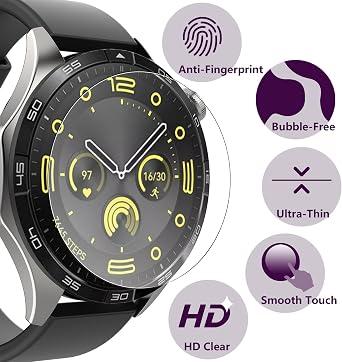 6Pcs Screen Protector Compatible with Huawei Watch GT 7/6/ 6 pro/ 5 46mm / G T 5 Pro 46mm/G T 4 46 mm, Tempered Glass Screen Protector, HD Clear, 9H Hardness, Anti-scratch Protection Film