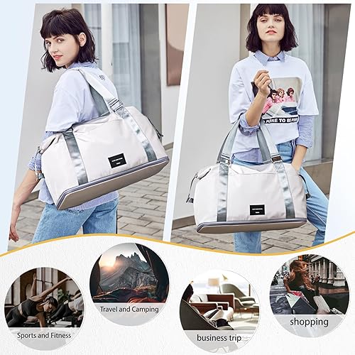 Miniatura 3 de Hanke Bolsa de viaje expandible de 39 litros, bolsa de lona plegable para viajes, bolsas de mano de fin de semana para mujeres con múltiples