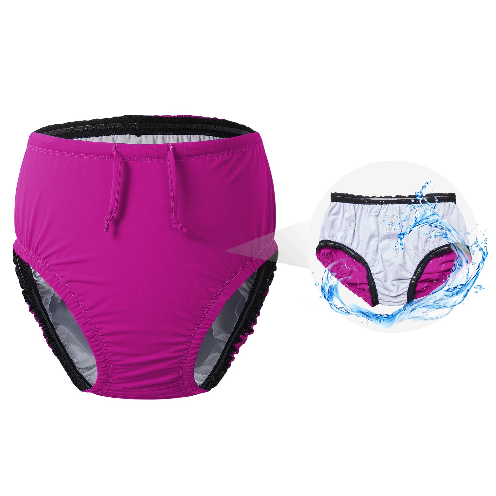 3T to Youth Reusable Swim Diaper Washable Incontinence Underwear for Special Needs Kids Waterproof Covers（Pink，14-16）