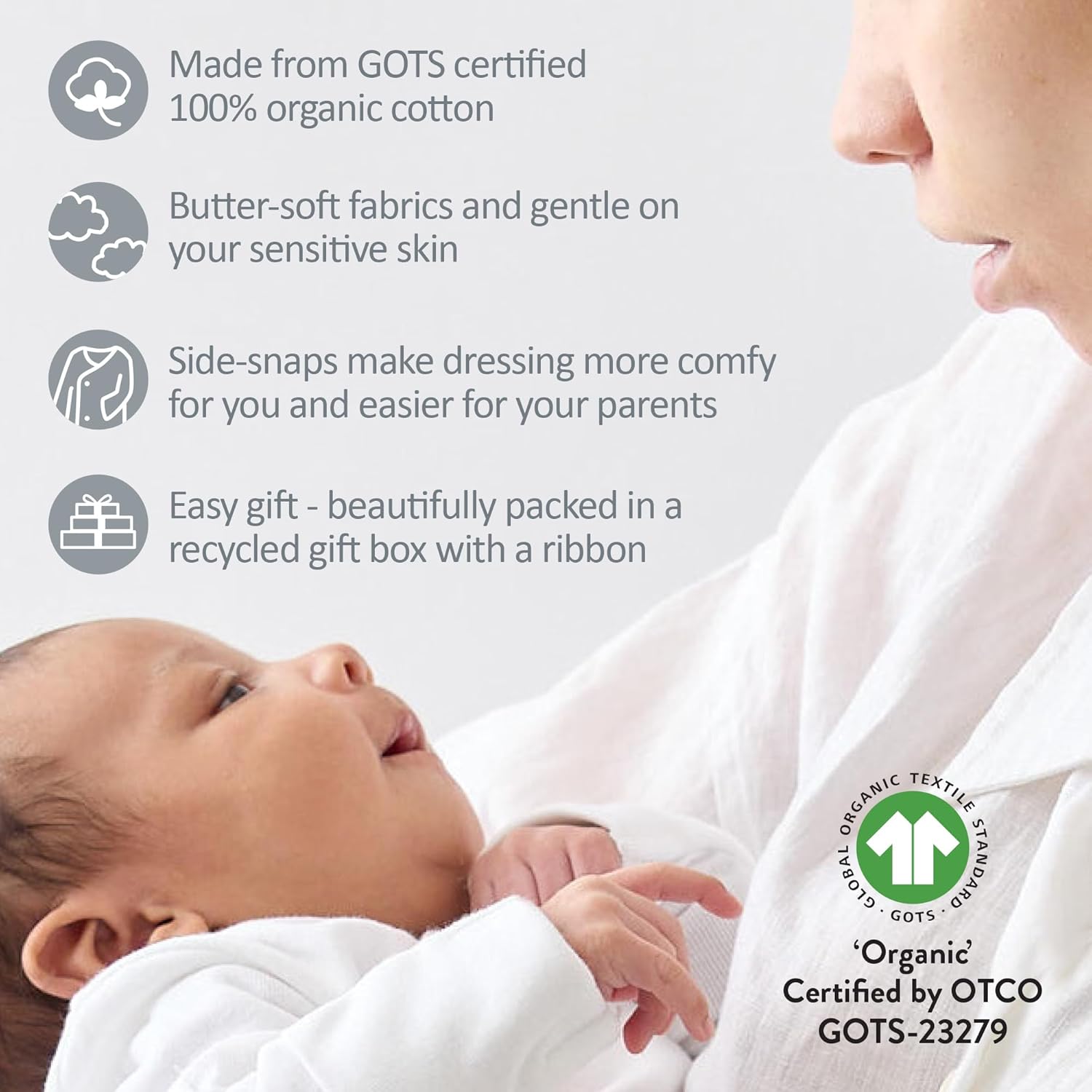 Check Me Out 6-Piece Baby Gift Set Organic Cotton Layette Clothing in Box for Boys & Girls - Image 8