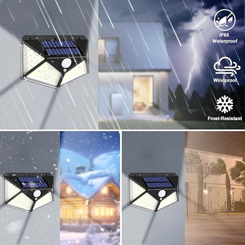 Miniatura 5 de Luces solares para exteriores, paquete de 8 luces solares con sensor de movimiento para exteriores, 3 modos, luces de seguridad alimentadas por