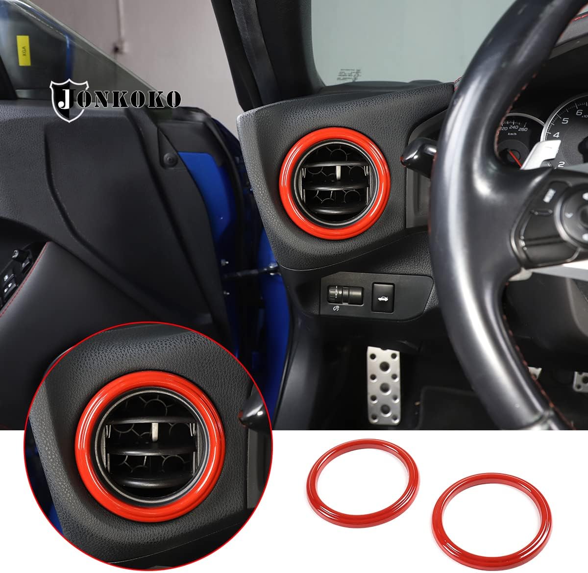 Dashboard Air Vent AC Outlet Overlay Frame Trim Decor Cover for Toyota 86 GT86/Subaru BRZ 2012-2021 Air Vent Decoration Ring Cover Trim (Air Outlet Ring Cover, Red)