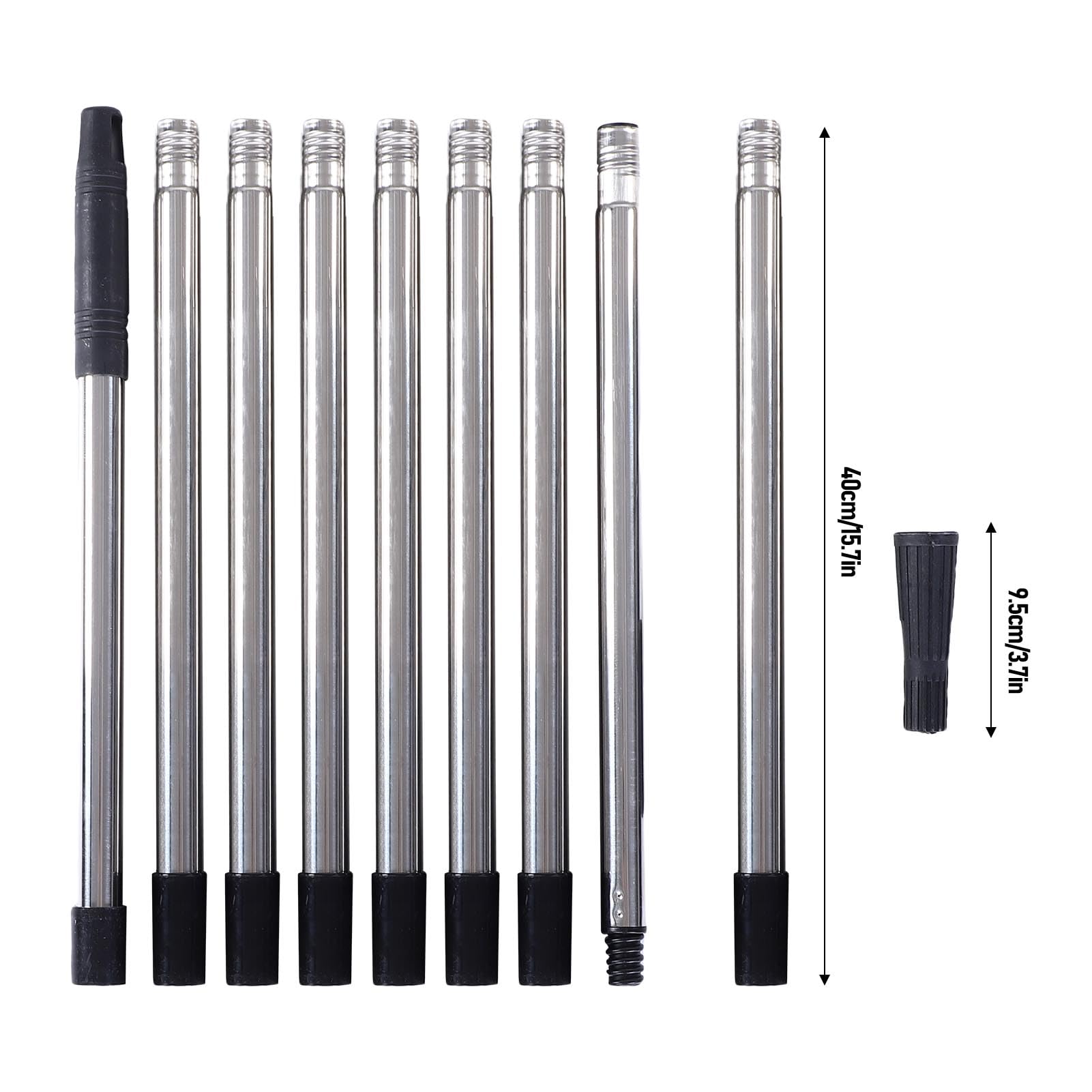 Asixxsix Perche Télescopique pour Rouleau à Peindre en Acier Inoxydable, 4 M 10 Segments Détachables avec Adaptateur Conique et Poignée Antidérapante, pour Outils de Peinture et de