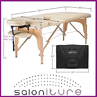 Vista 7 de Saloniture Professional Portable Folding Massage Table with Carrying Case - Cream