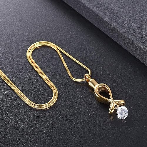 Miniatura 2 de Urna Cremación Cenizas Colgante Recuerdo Cenizas Urnas Funeral Memorial Circón Brillante Urna Collares para Cenizas Pajarita de Acero Inoxidable