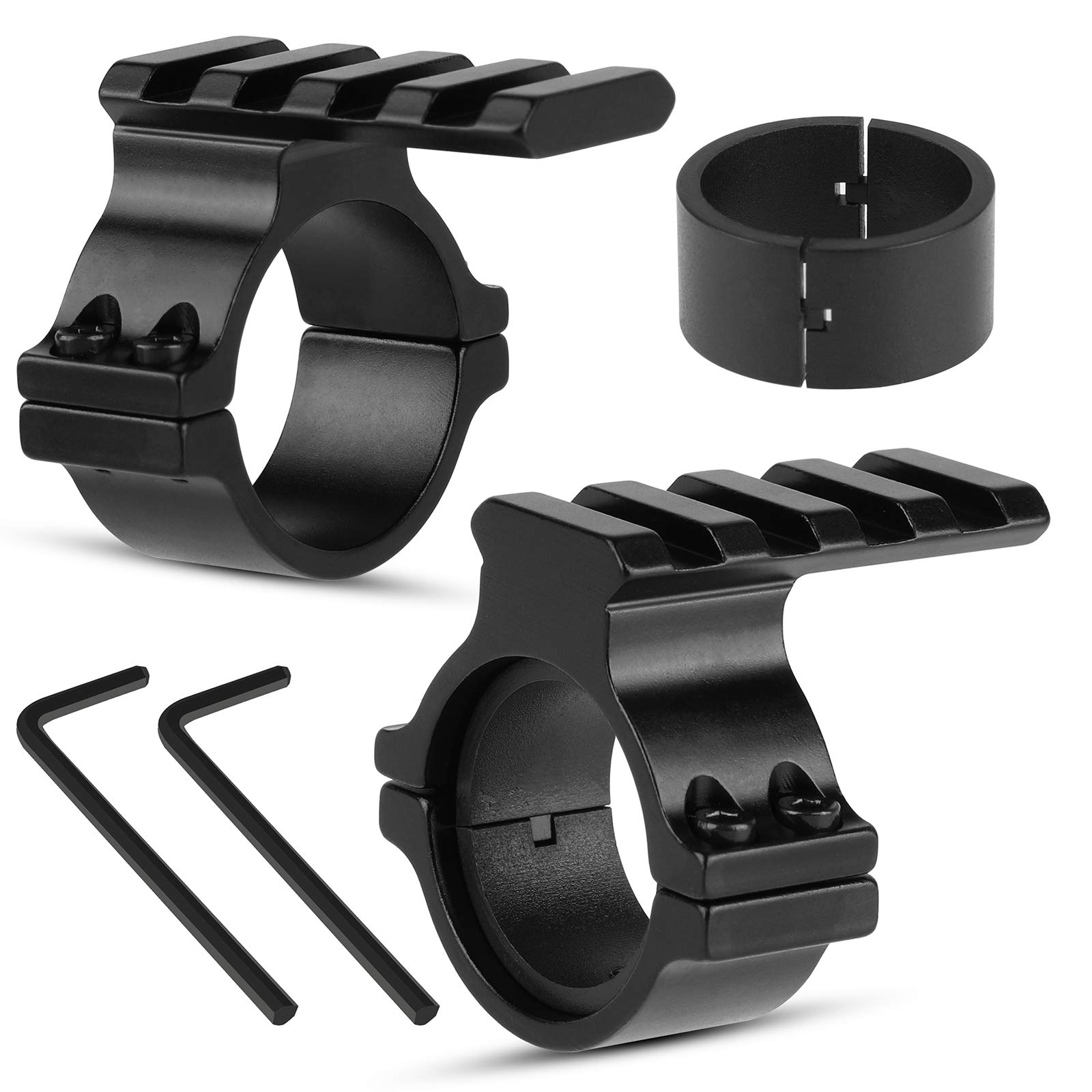 FENTUK 1"/25.4mm & 30mm Rifle Scope Ring Adaptor with Rail - Tactical Light Barrel Clamp Mounts for Scope Flashlight Laser Sight Optics - with 4 Slot 21mm Picatinny Rail on Top