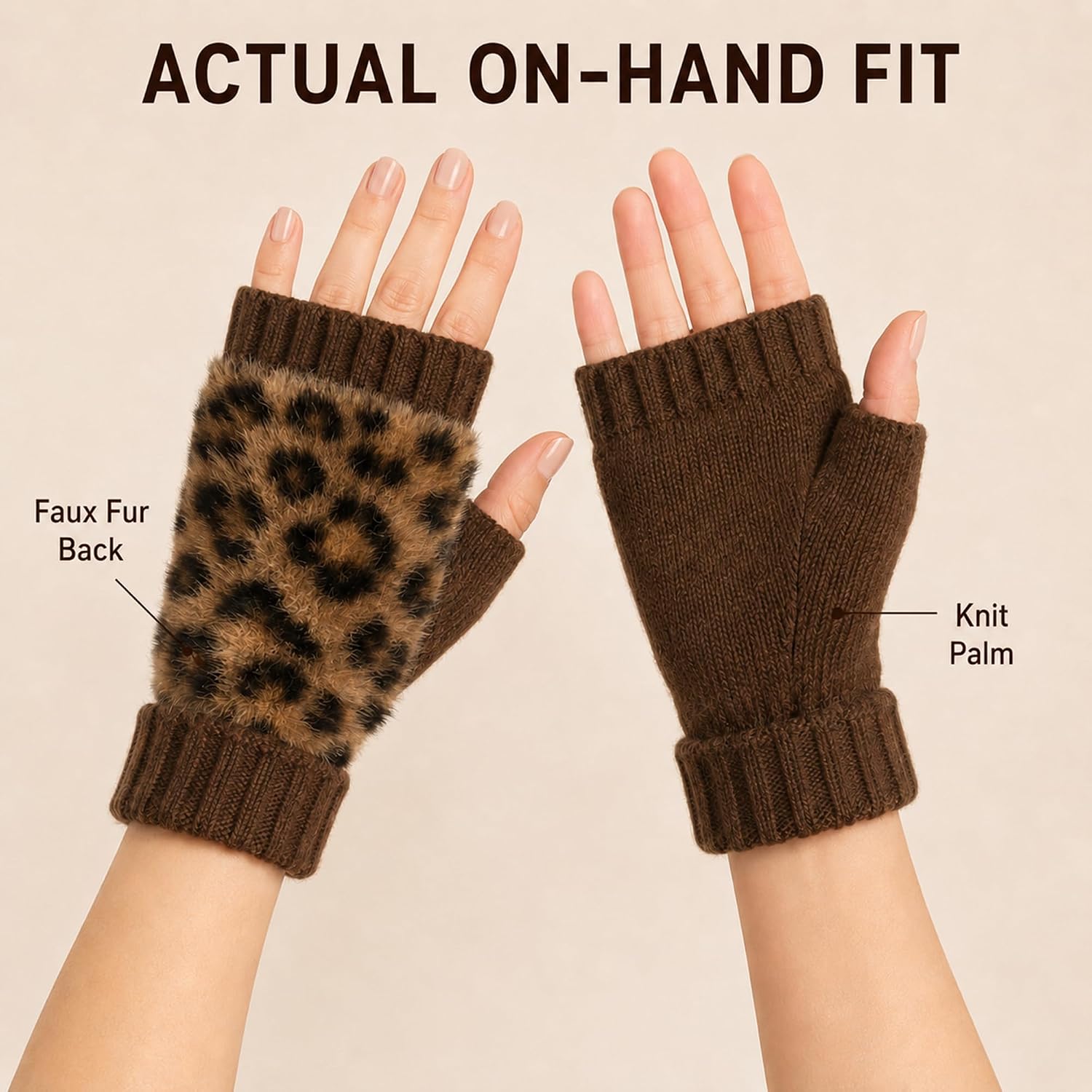 Flammi Women Furry Fuzzy Fingerless Gloves Knit Arm Warmers