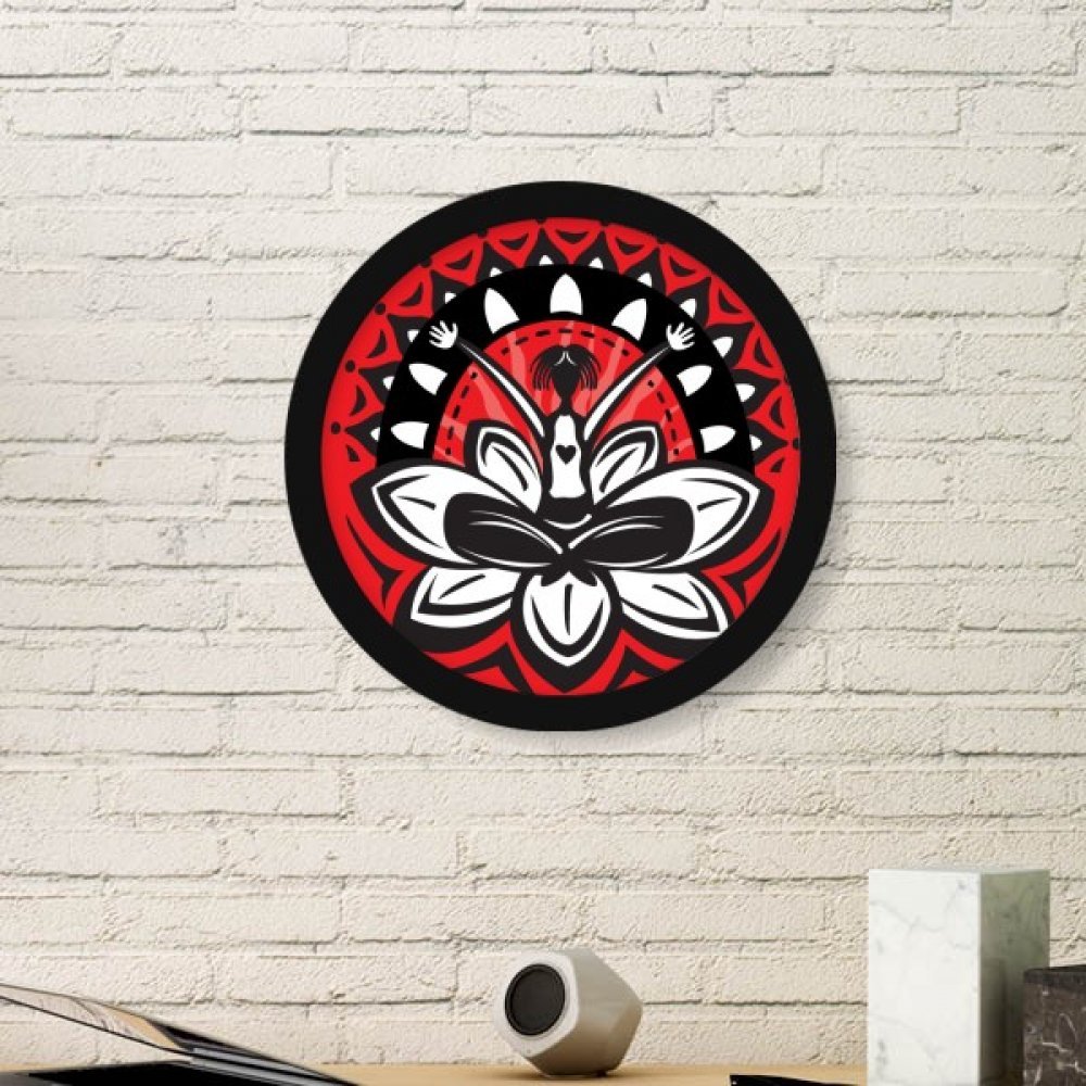 Sticker mural Lotus Silhouette cadre noir rond pour habiller un mur vide sans percer de grands trous