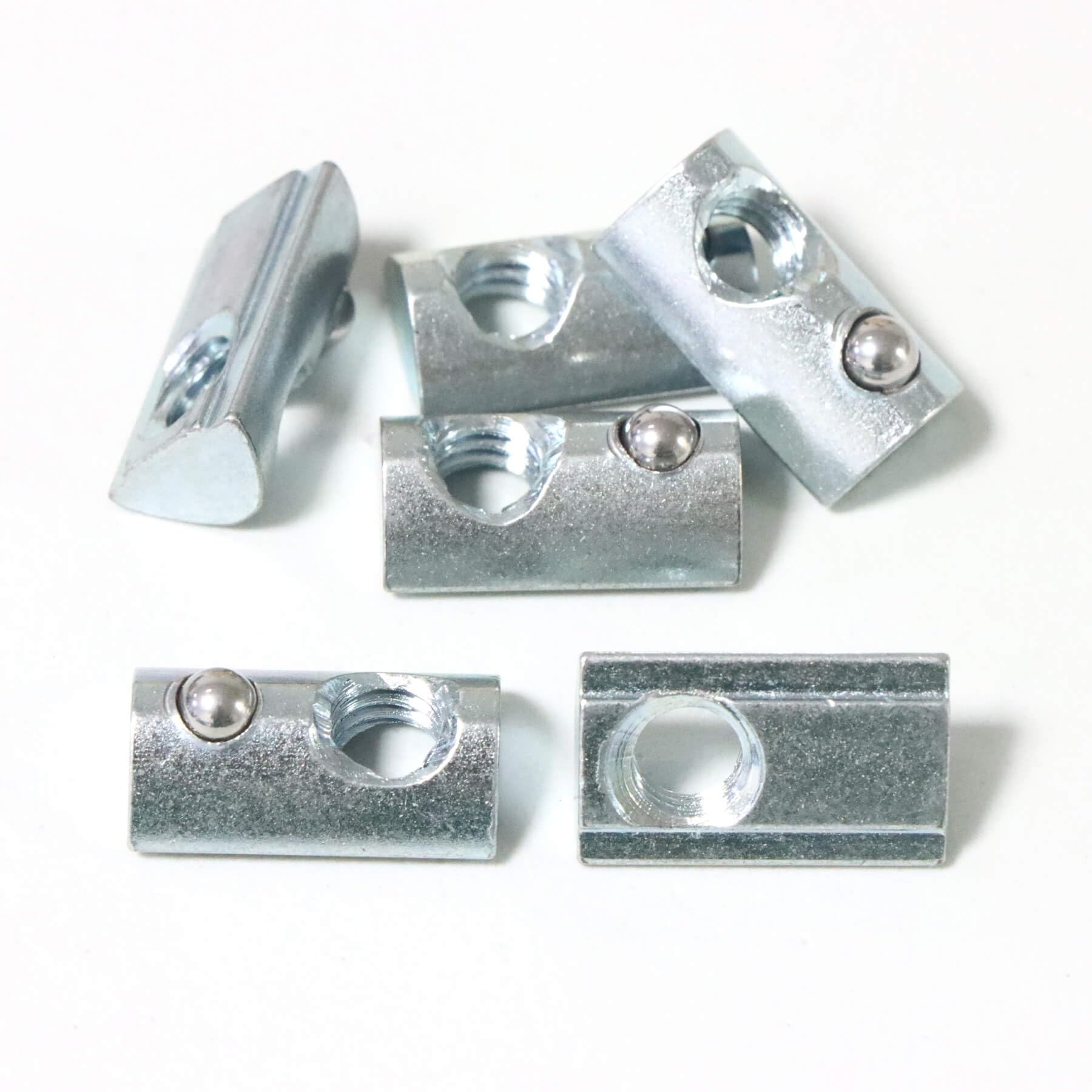 20 Packs 5/16-18 Threaded Steel Roll in T-Nut with Ball Spring, T Slot Accessories for Aluminum Extrusion Profile Rail