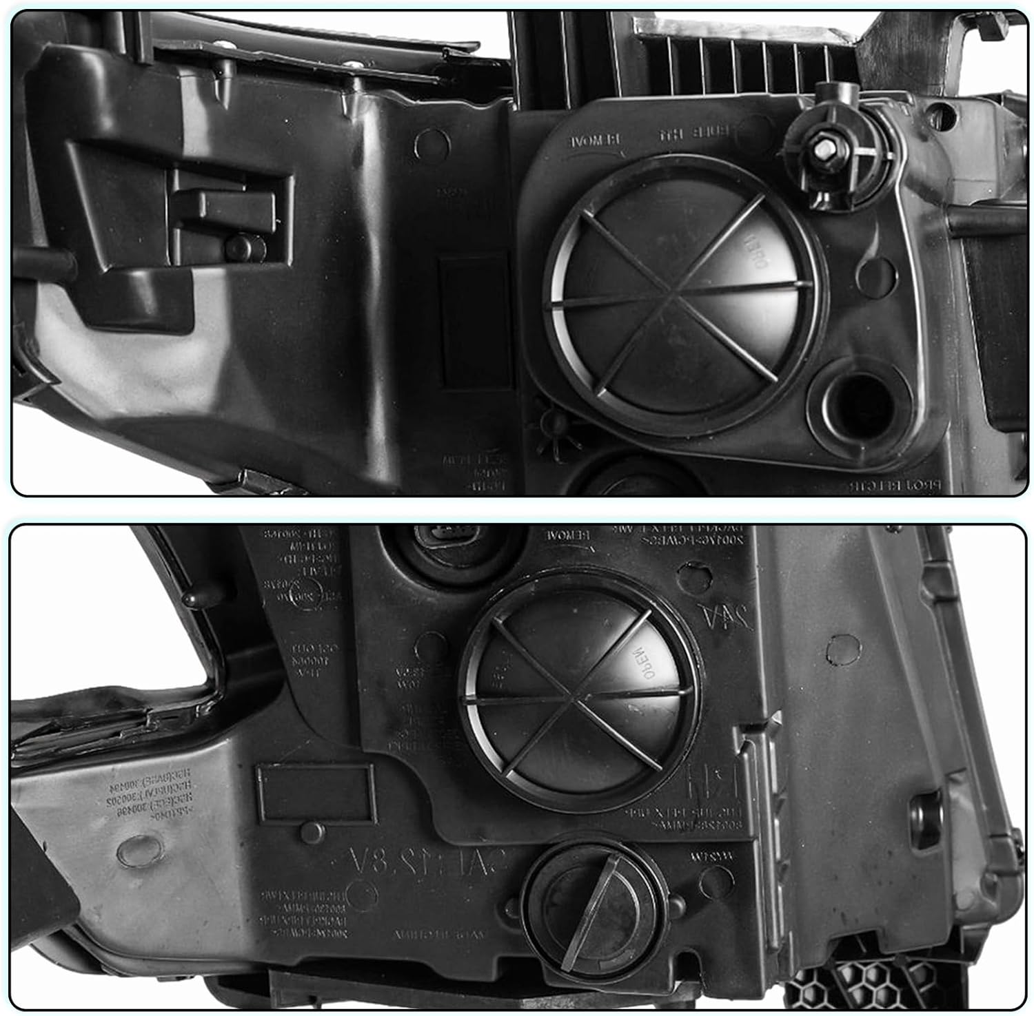 LED DRL Projector Headlights Assembly Compatible with 2015-2020 Chevy Tahoe Suburban Halogen Headlamp w/Bulbs Black Housing Amber Reflector