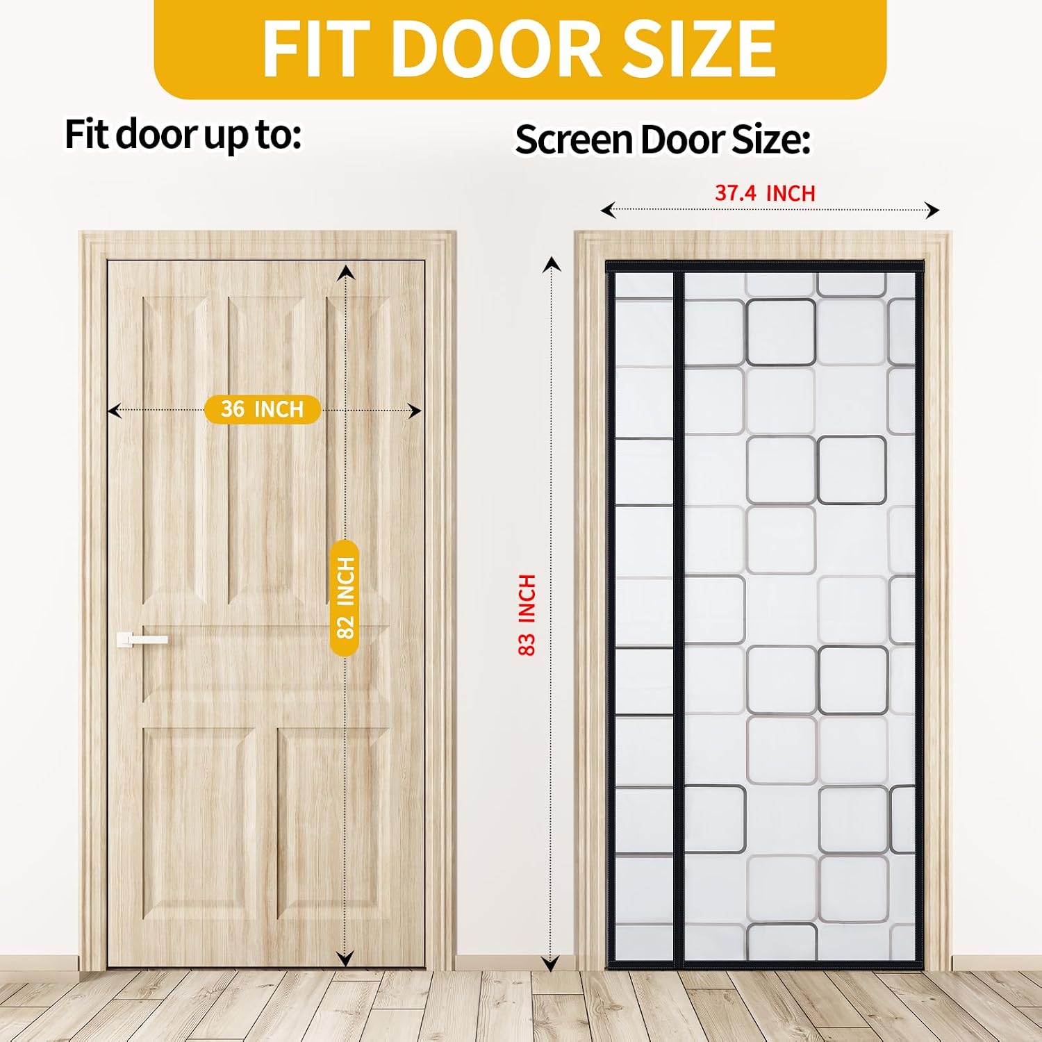 Reversible Left or Right Side Opening Insulated Door Curtain, Keep Cold Out Thermal Magnetic Door Screen Cover Auto Closer for Kitchen, Bedroom, Air Conditioner Room, Fits Doors up to 36" x 82", Grey