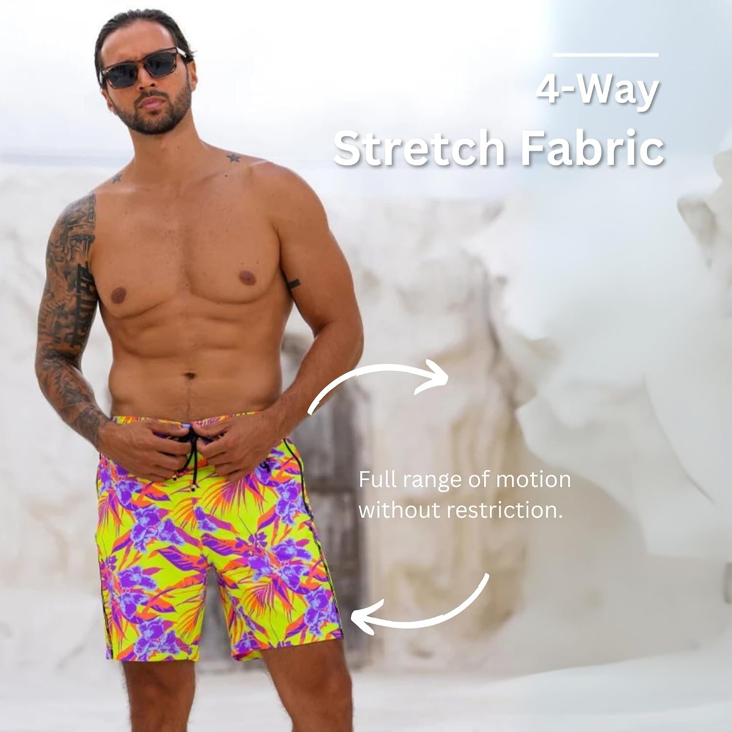 Tucann Men's Trunks 7" Compression Liner Quick Dry Zipper Pocket Chlorine Resistan 4 Way Stretch Swim Shorts for Men